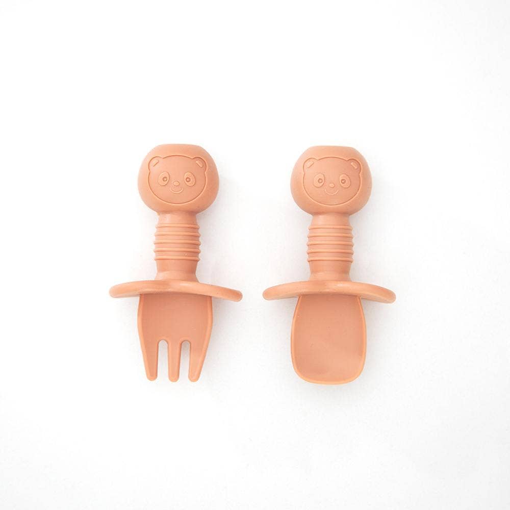 Green Islands 2 Pack Orange Silicone Baby Mini Cutlery Set