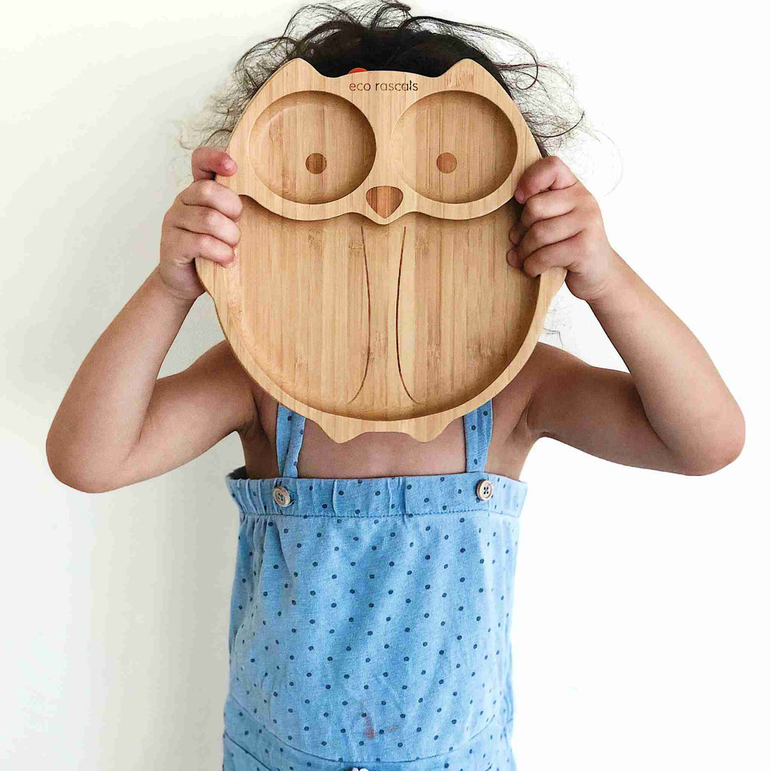 Eco Rascals Bamboo Owl Shaped Suction Feeding Plate
