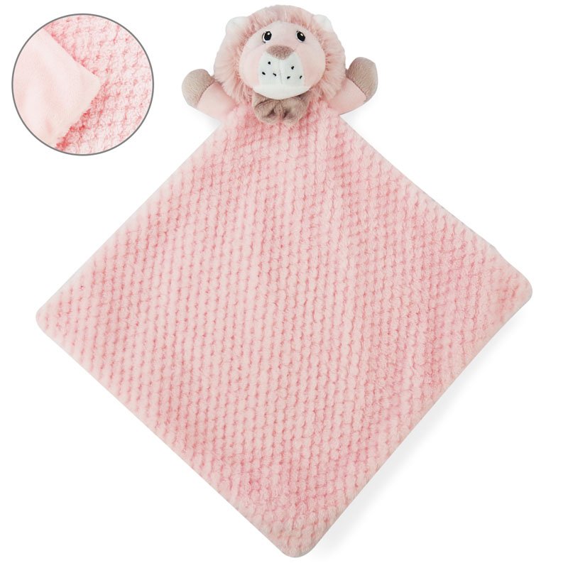 30cm Waffle Ultra Soft Pink Baby Lion Comforter - Perfect for Baby's Bedtime