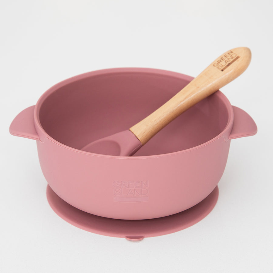 Green Island Pink Silicone Feeding Bowl With Lid