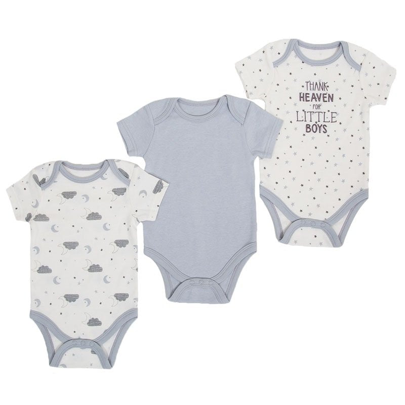 Baby Boys Blue Ultra Soft Bodysuit Vests - Pack of 3