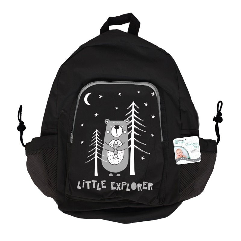 Little Explorer Black Baby Changing Backpack with Mat - Perfect for Travel