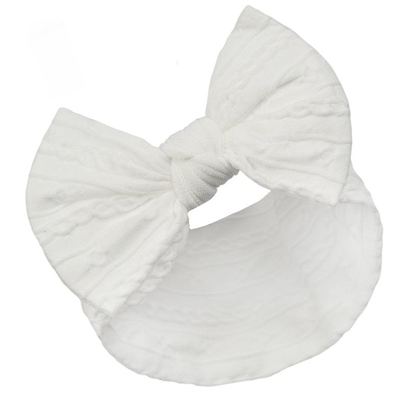 Baby Girls 0-6 Months White Cable Headband with Bow - Perfect for Your Little Princess