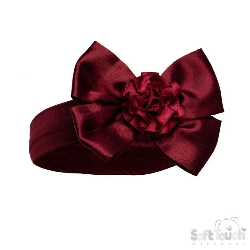 Burgandy Flower Baby Girls Headband for 0-6 Months