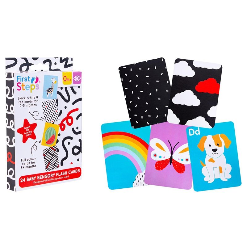 First Steps 24 Pack Sensory Educational Baby Flash Cards - Educational Toy for Language Learning