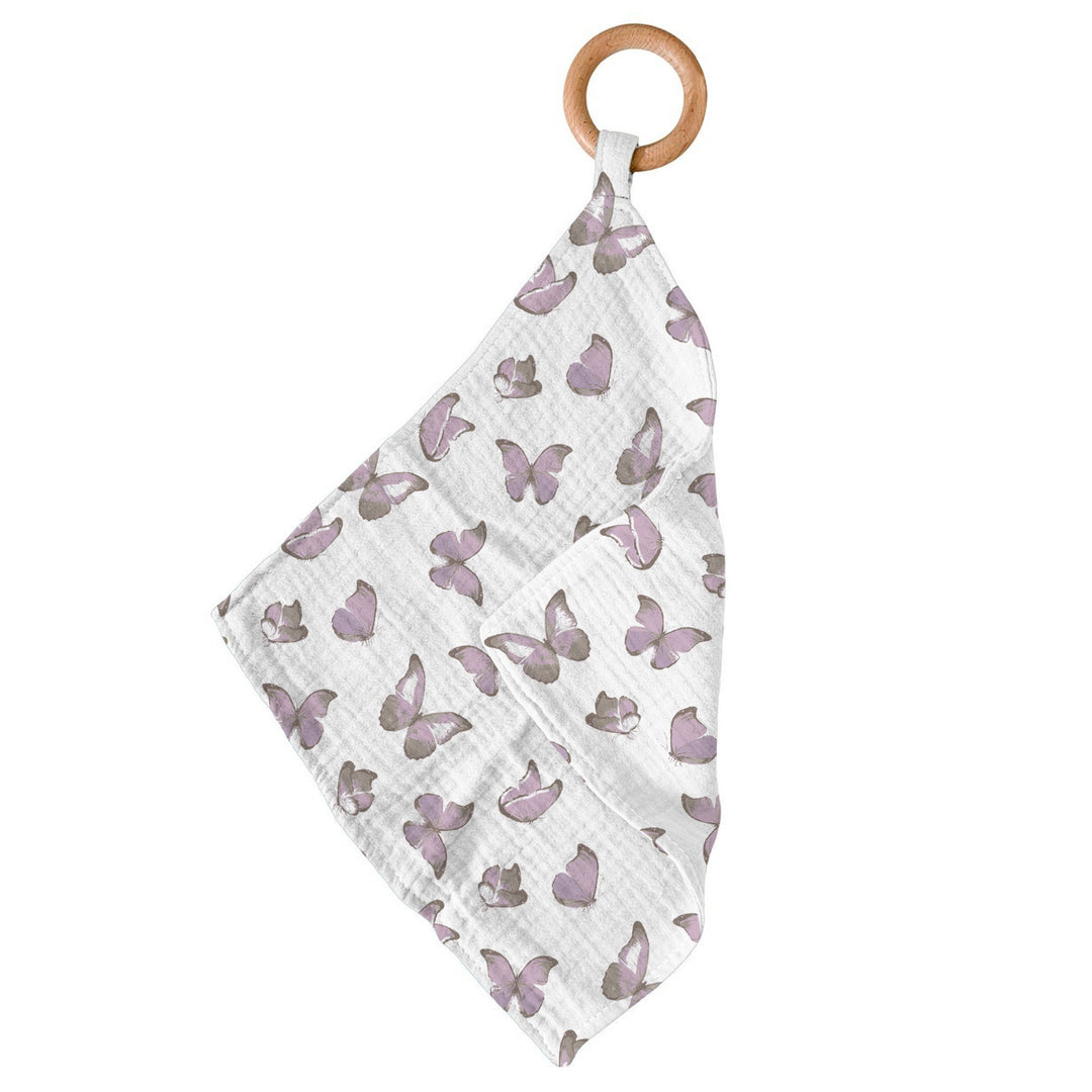 Winsome butterflies Newcastle classics wooden ring teether toy with comforter