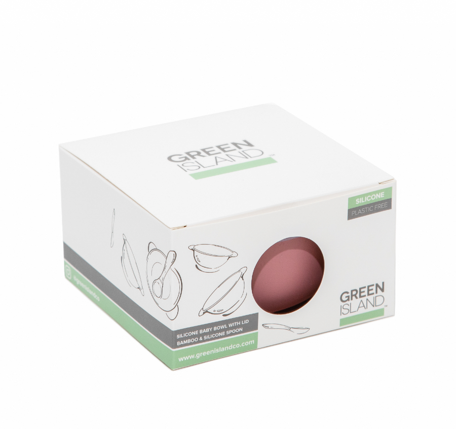 Green Island Pink Silicone Feeding Bowl With Lid