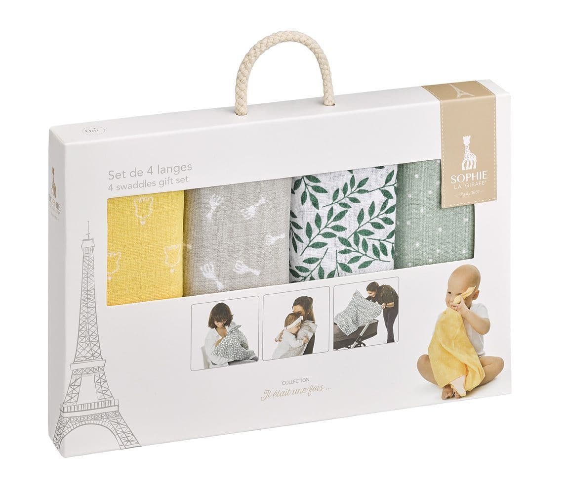 4 Coloured Swaddles Set Sophie La Girafe (70 X 70 Cm)