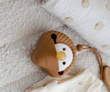 Woven Kids Brown Silicone Pacifier Holder