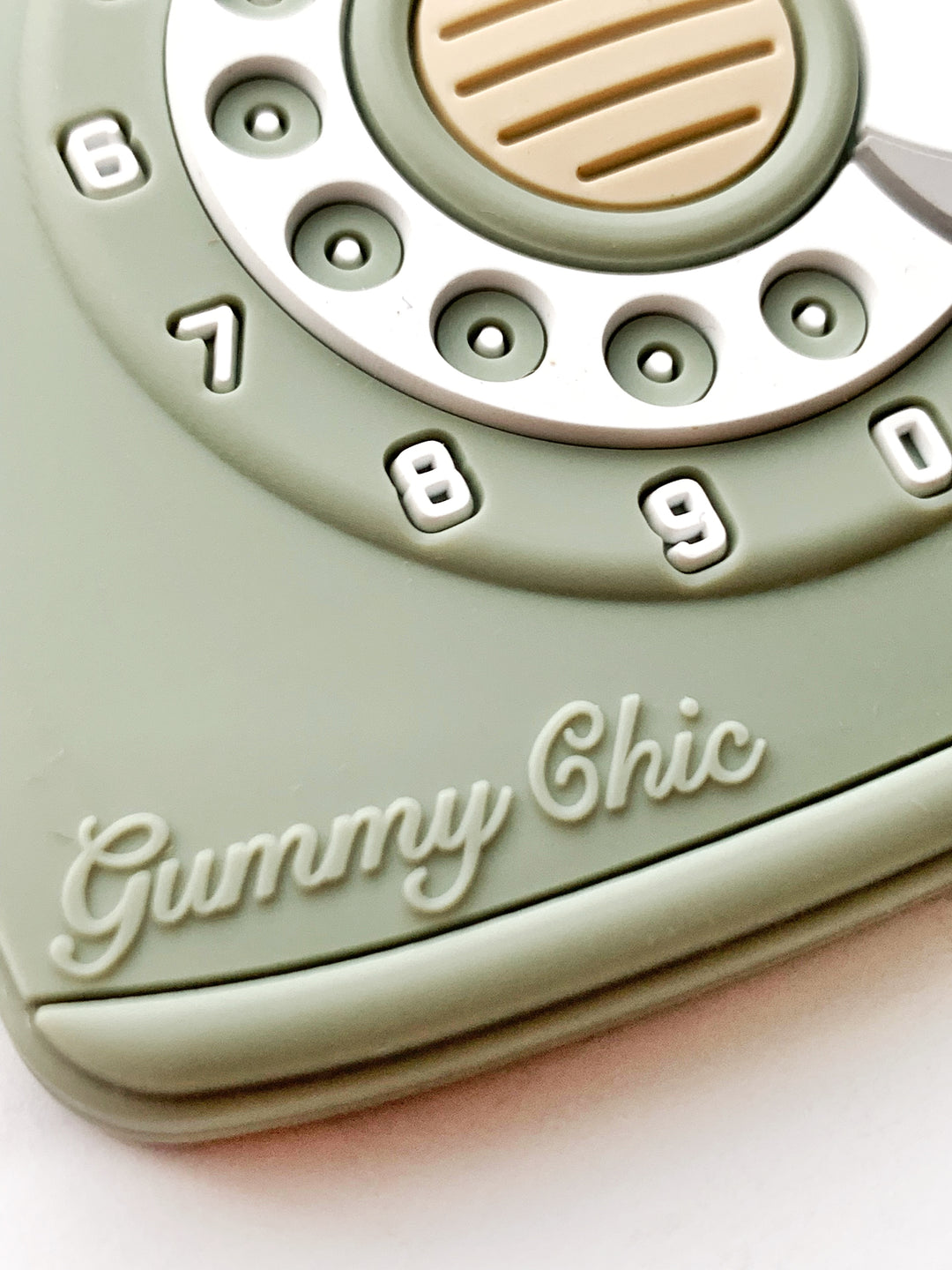 Gummy chic novelty green rotary dial phone sensory silicone teether
