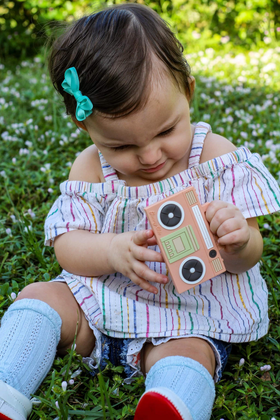 Gummy chic novelty pink boom box sensory silicone teether
