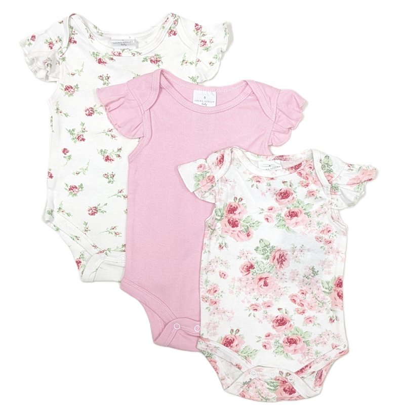 Baby Girls Floral Bodysuit Vest - Pack of 3