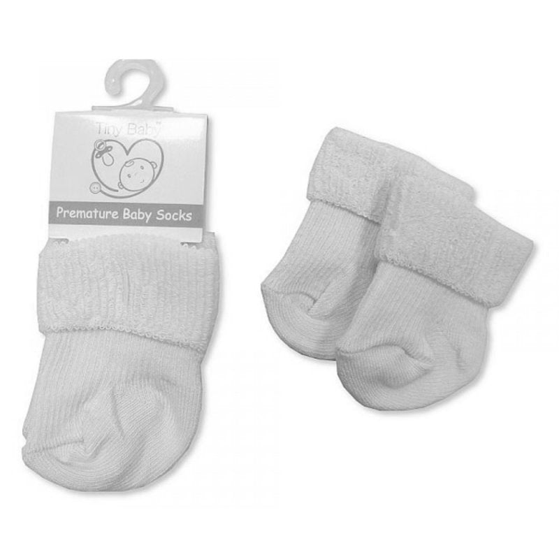 White Premature Baby Turn Over Socks - Perfect for Your Little One Unisex