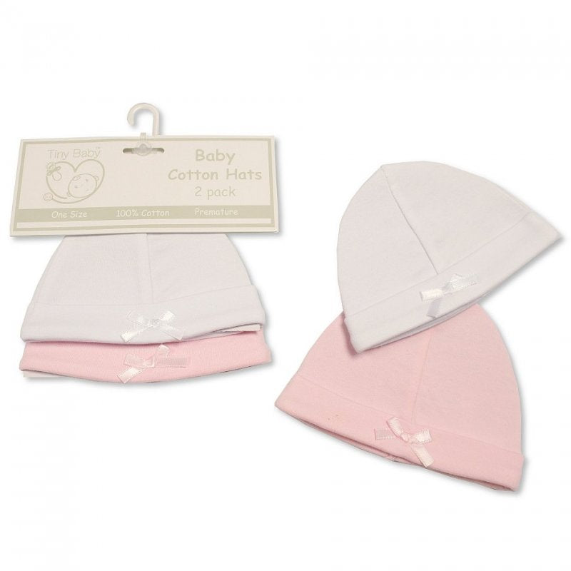 2-Pack Premature Baby Girls Hats with Bow - Perfect for Your Little Princess