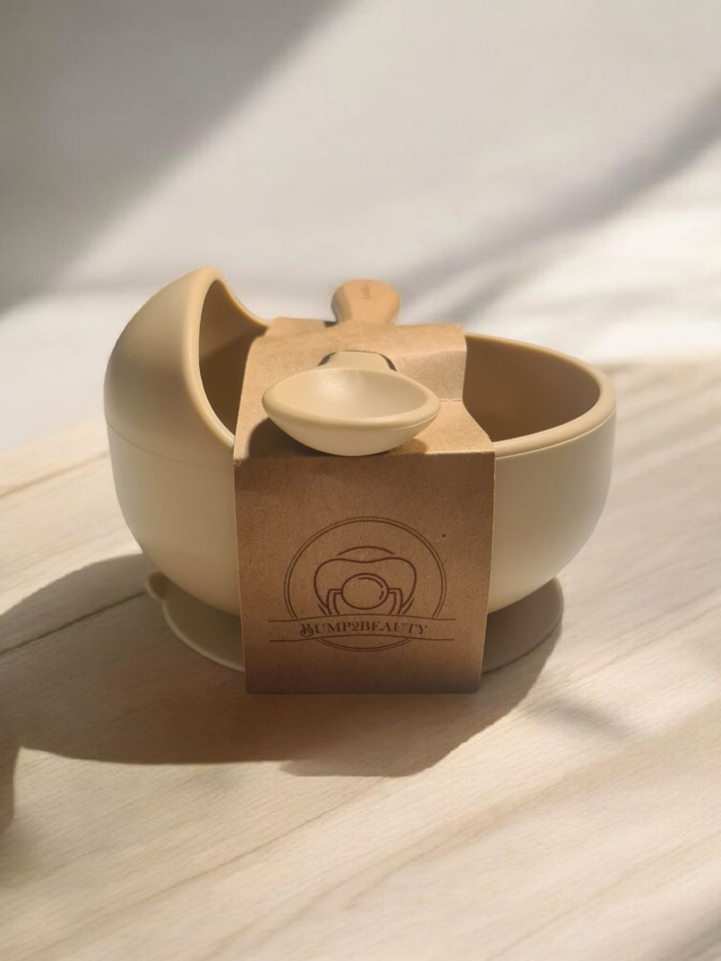 Bump2Beauty Cream Silicone Feeding Bowl & Spoon Set