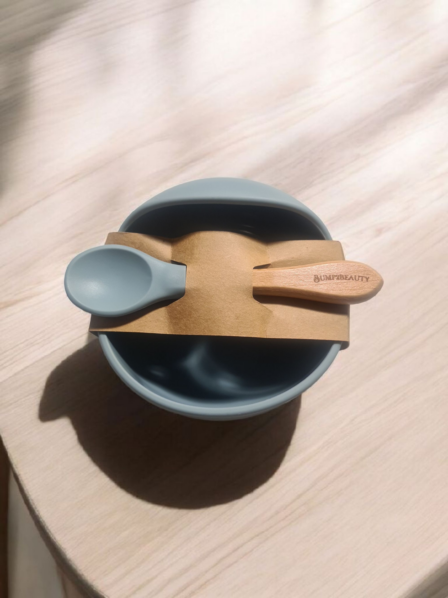 Bump2Beauty Sky Blue Silicone Feeding Bowl & Spoon Set