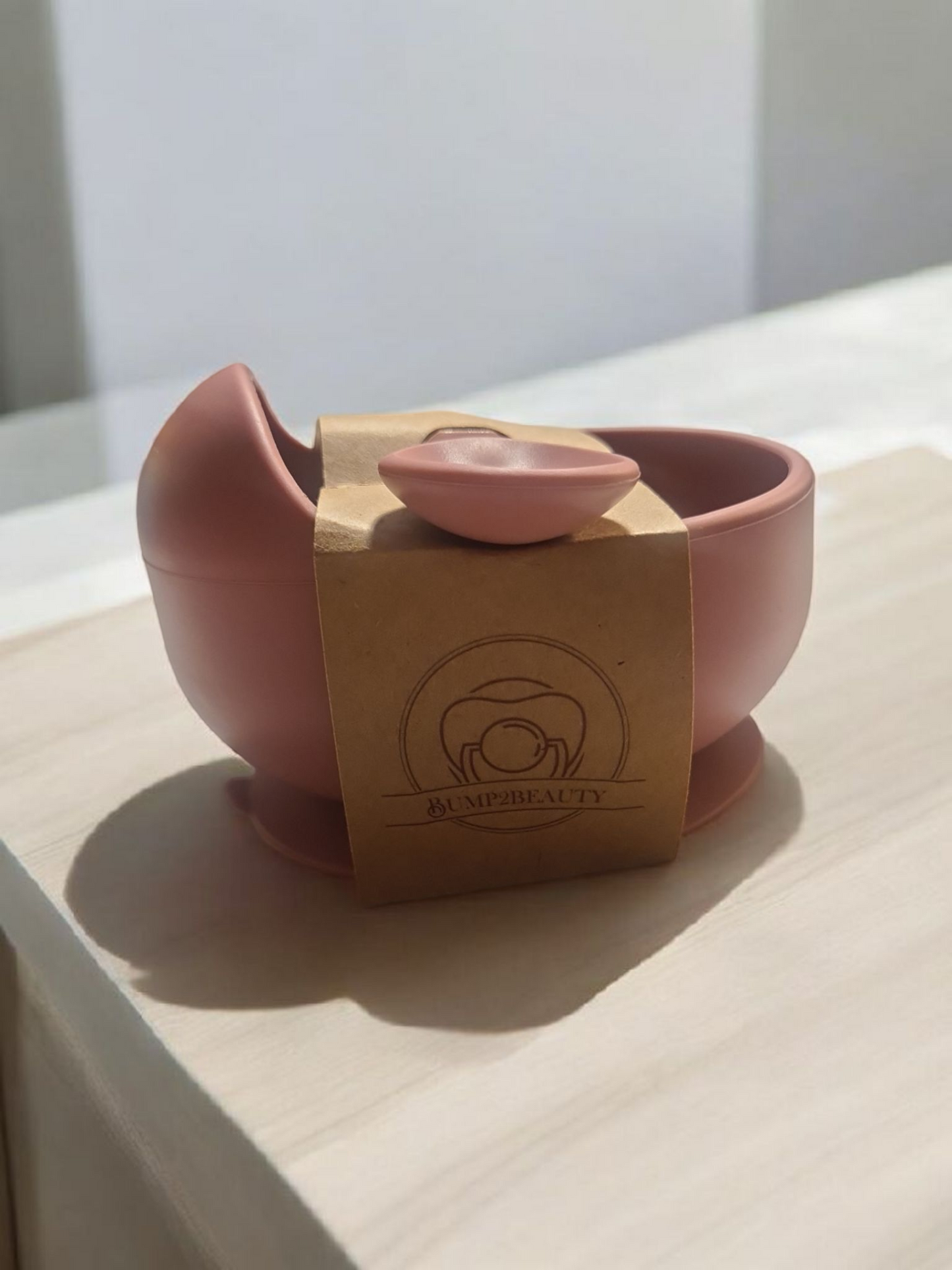 Bump2Beauty Rose Pink Silicone Feeding Bowl & Spoon Set