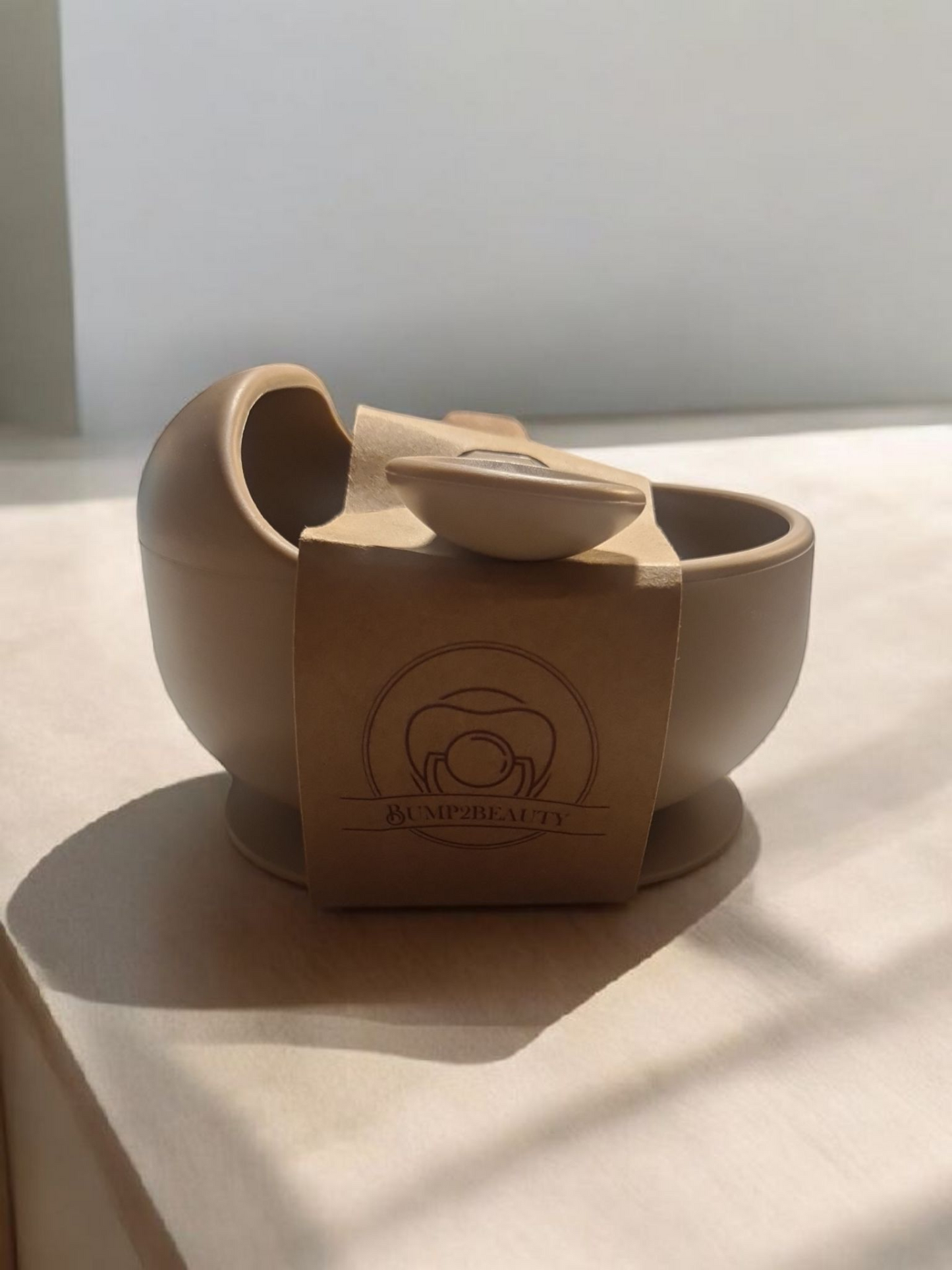 Bump2Beauty Beige Silicone Feeding Bowl & Spoon Set