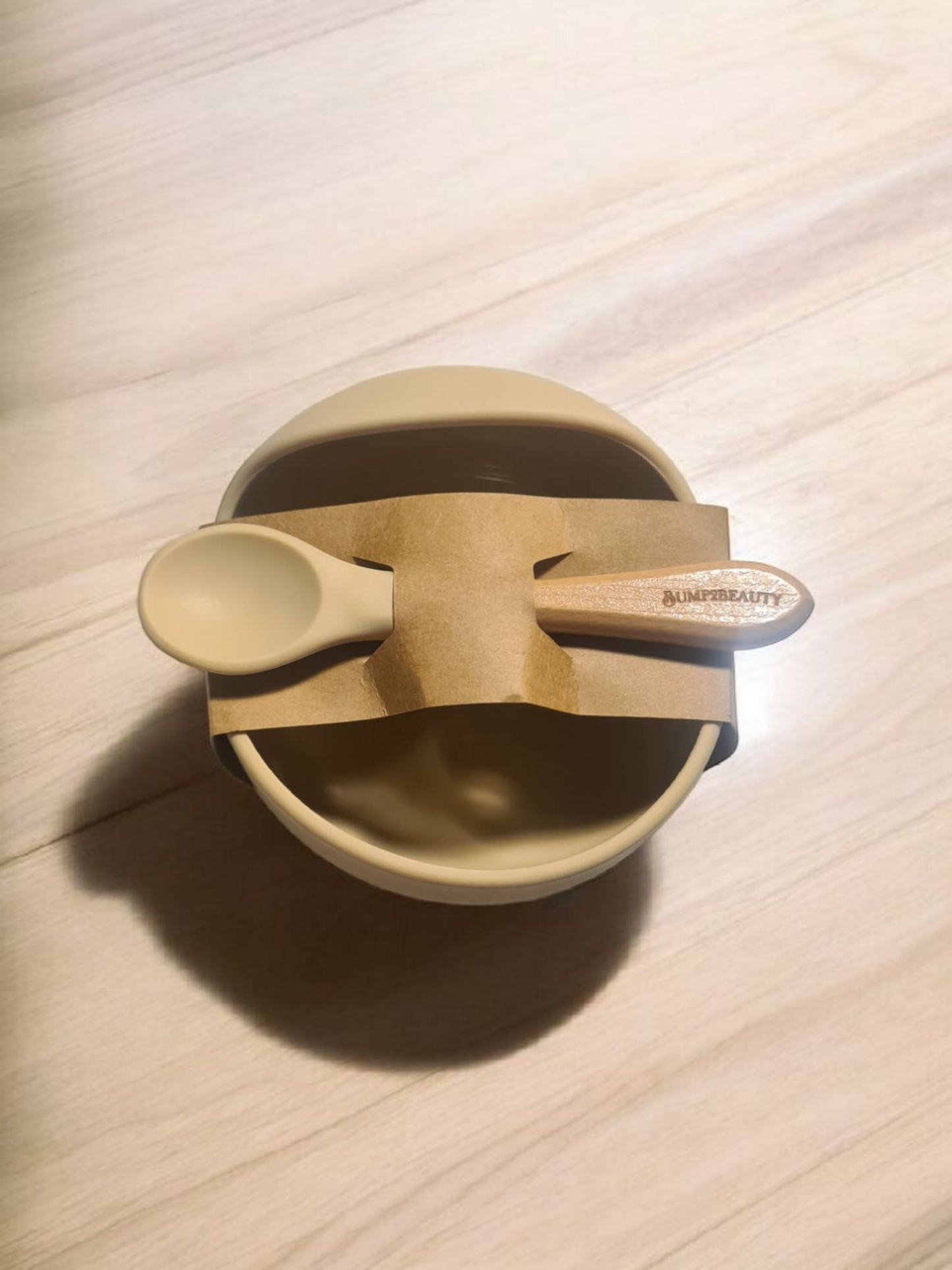 Bump2Beauty Cream Silicone Feeding Bowl & Spoon Set