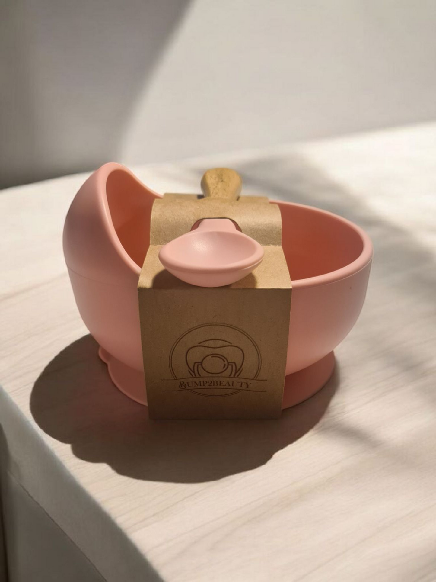 Bump2Beauty Pink Silicone Feeding Bowl & Spoon Set