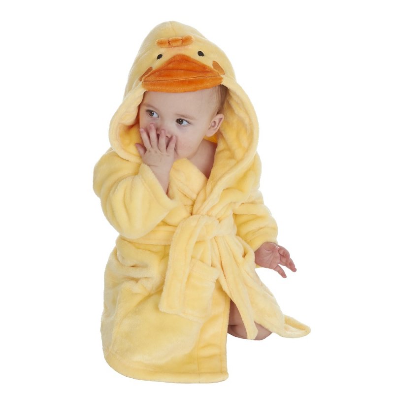 Ultra Soft Hooded Duck Dressing Gown for 0-6 Month Olds