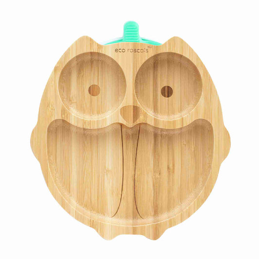 Eco Rascals Bamboo Owl Shaped Suction Feeding Plate