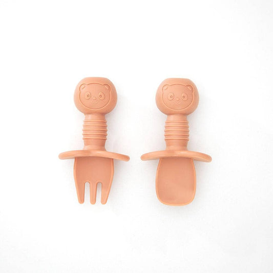 Green Islands 2 Pack Orange Silicone Baby Mini Cutlery Set