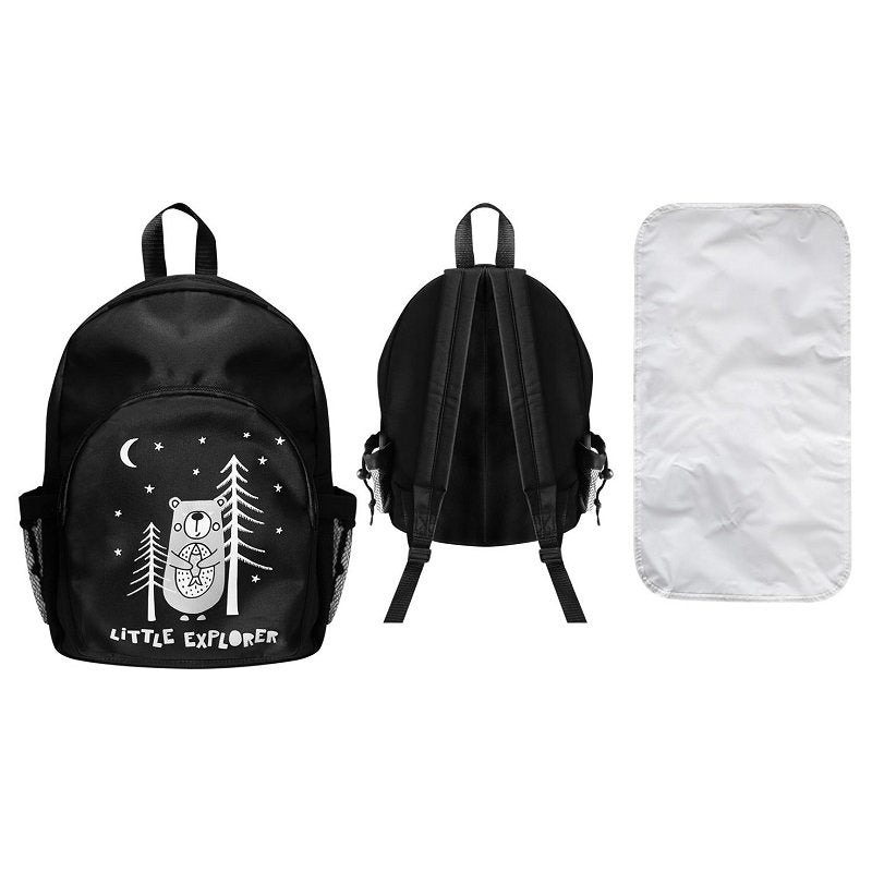 Little Explorer Black Baby Changing Backpack with Mat - Perfect for Travel
