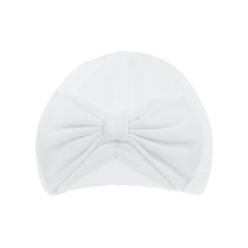 Baby Girls White Turban Hat with Bow for 0-6 Months