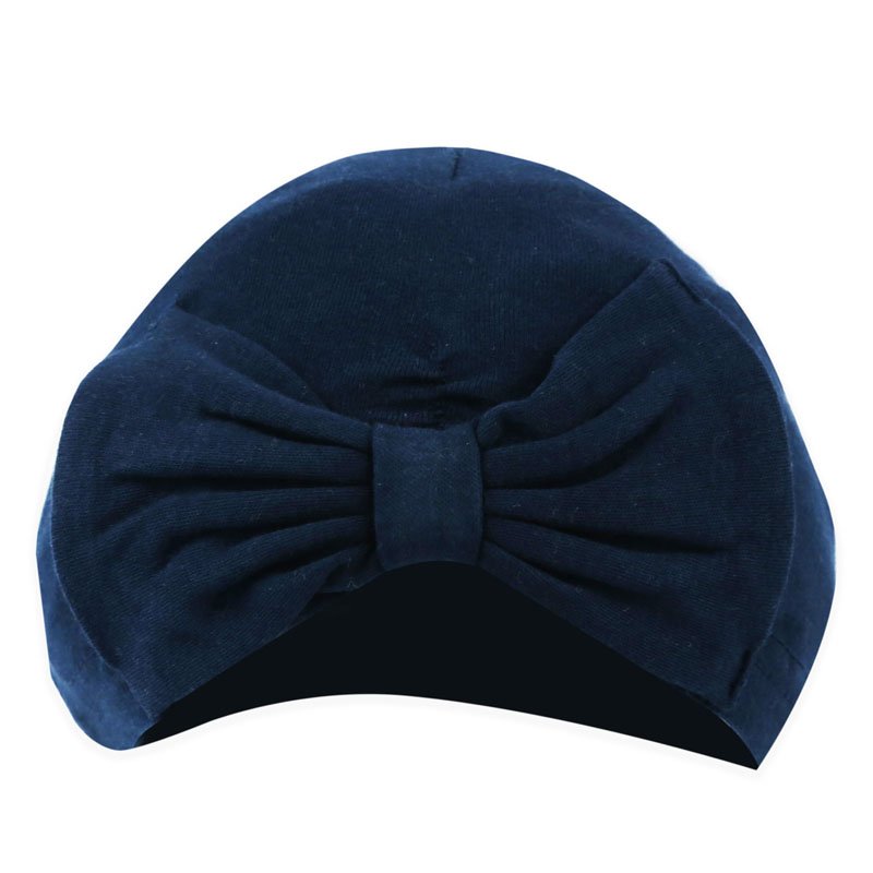 Baby Girls 0-6 Months Navy Turban Hat With Bow