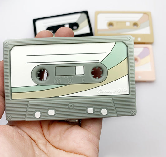 Gummy chic novelty green cassette tape sensory silicone teether