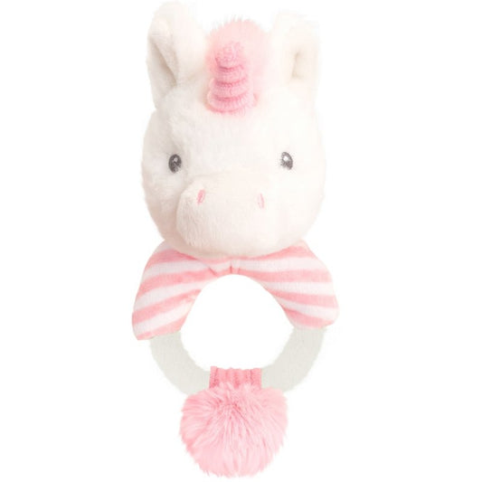 Keeleco Ultra Soft 12cm Unicorn Baby Girls Wooden Ring Rattle - Perfect for Soothing and Comforting Your Little Princess