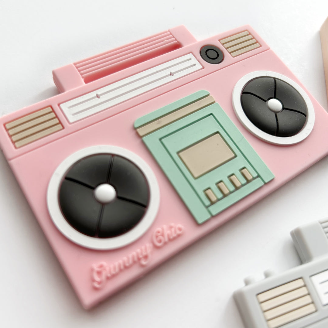 Gummy chic novelty pink boom box sensory silicone teether