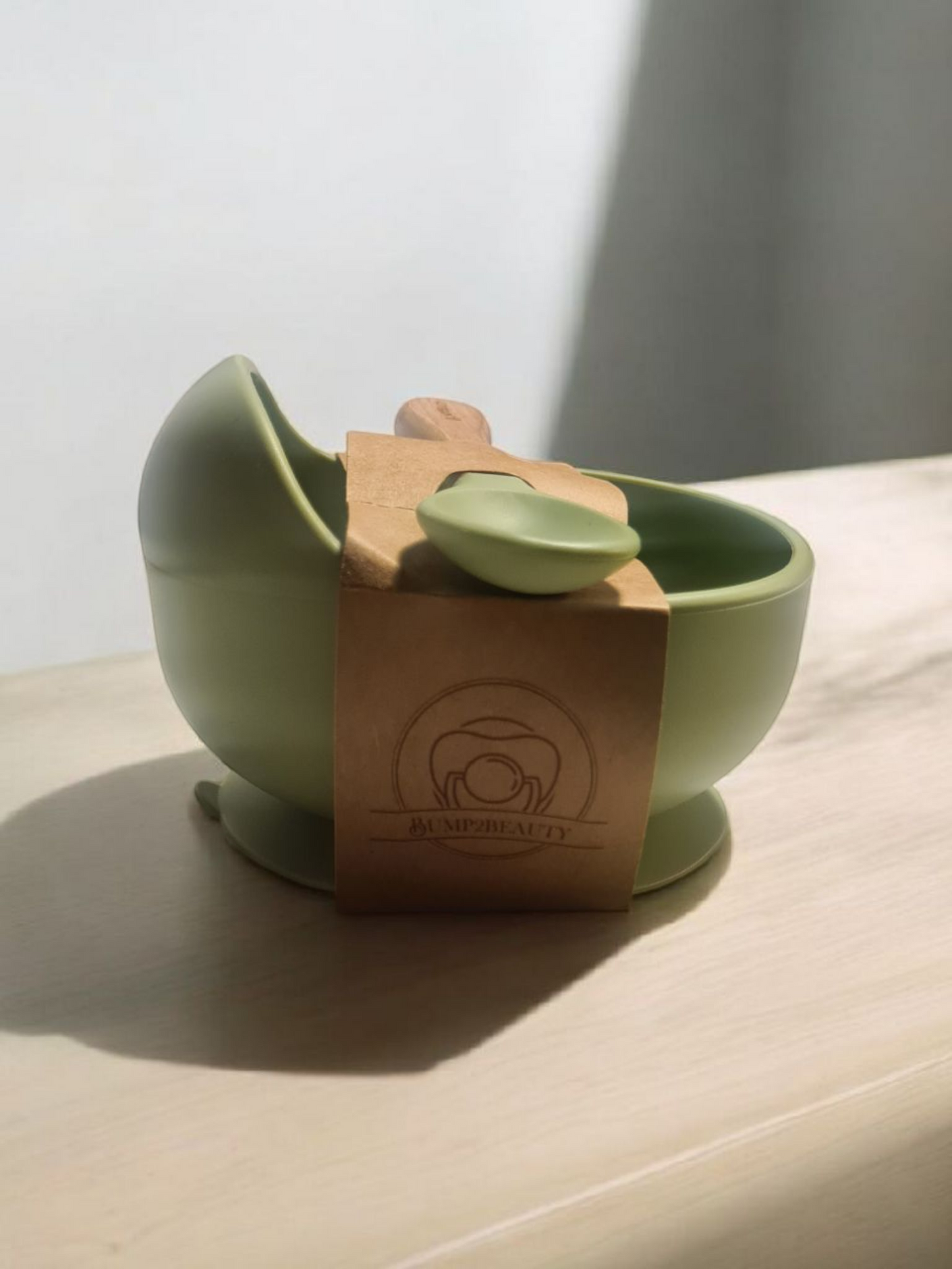 Bump2Beauty Green Silicone Feeding Bowl & Spoon Set