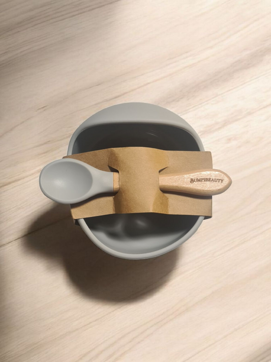 Bump2Beauty Pale Blue Silicone Feeding Bowl & Spoon Set