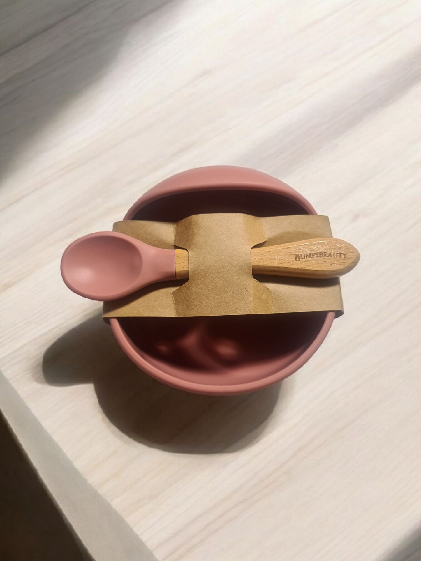 Bump2Beauty Rose Pink Silicone Feeding Bowl & Spoon Set