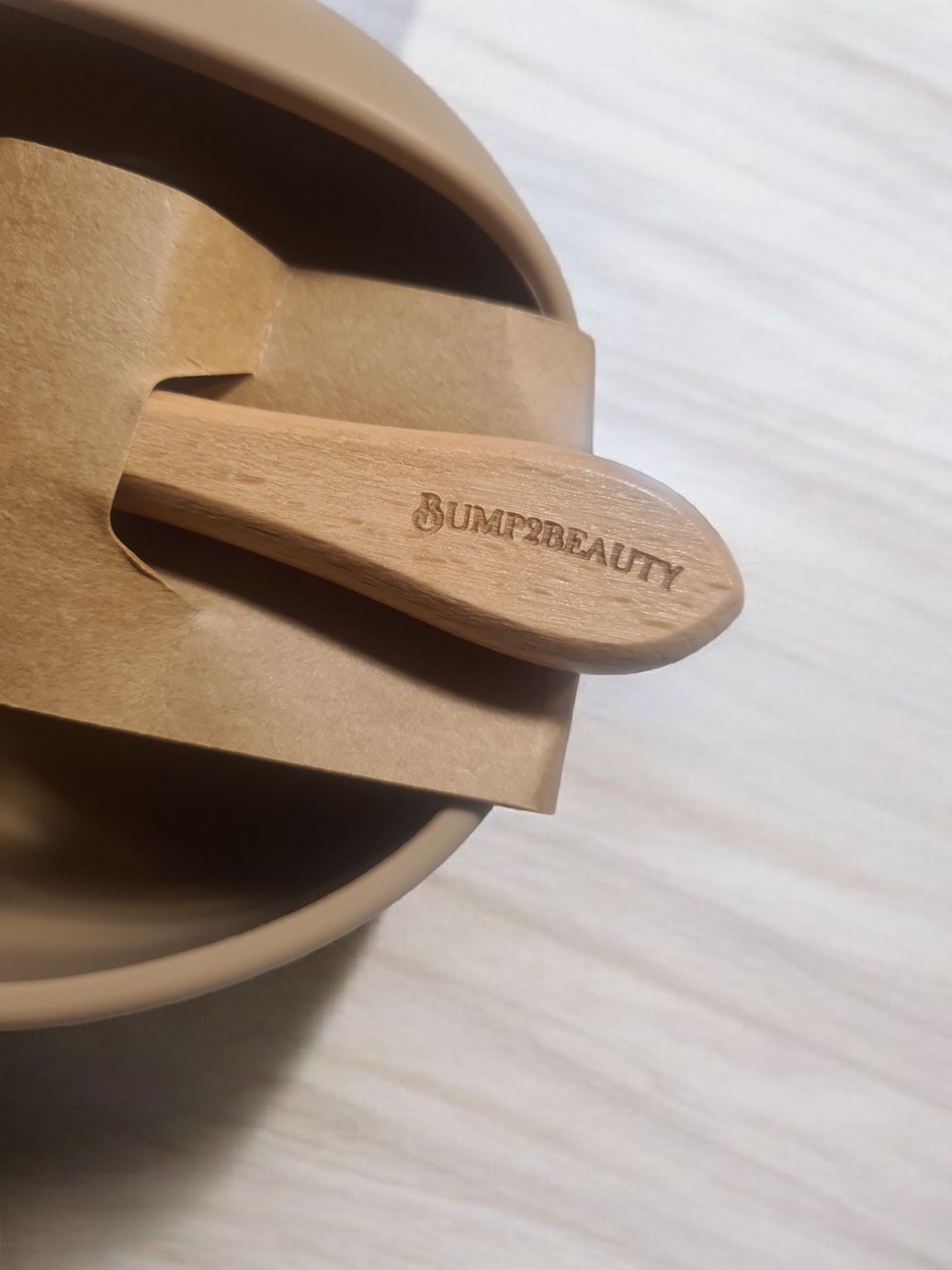 Bump2Beauty Beige Silicone Feeding Bowl & Spoon Set