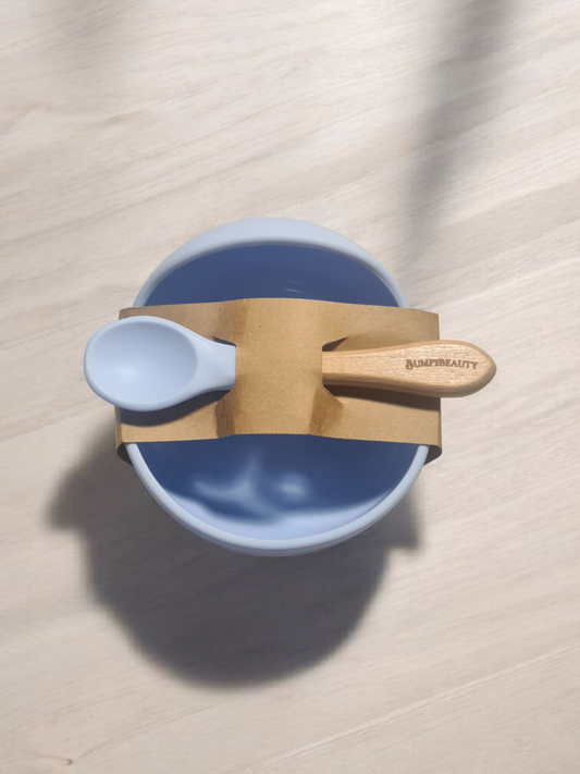 Bump2Beauty Blue Silicone Feeding Bowl & Spoon Set