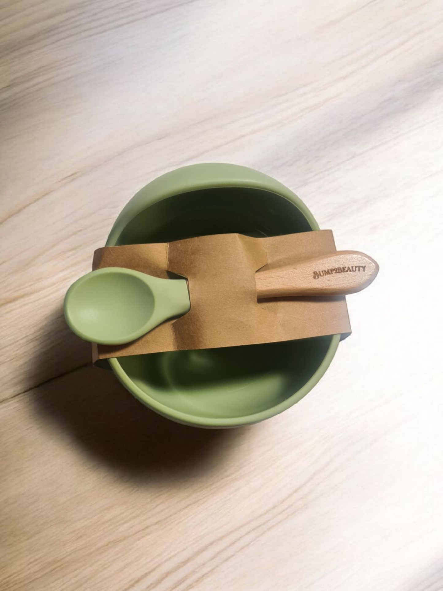 Bump2Beauty Green Silicone Feeding Bowl & Spoon Set